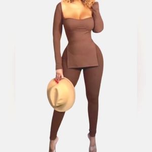 Marysol.Boutique Pants Set Caramelo Corset Ribbed Pants Set Women's Sz 2XL NWT